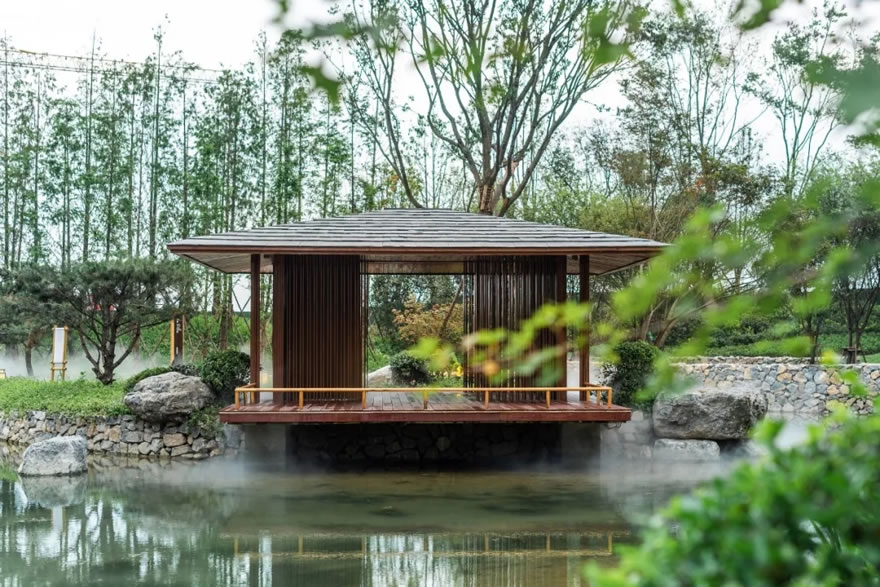 Chòi phong cách Nhật Bản mang sự tinh tế, tạo không gian thư giãn yên bình.