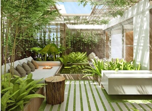 Tiểu cảnh sân thượng theo phong cách hiện đại